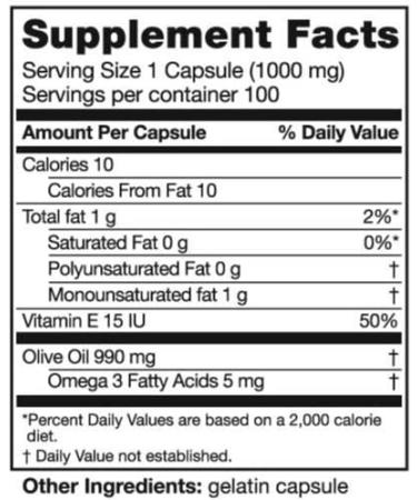 Seagate Extra Virgin Olive Oil Soft-Gels - 1000mg, 100 Count - Buy Online on GoSupps.com
