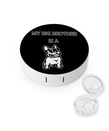 My Big Brother Is A Bulldog Round Case For Contact Lens Kit Storage Box with Mirror Printed