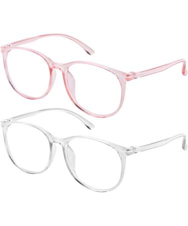 Aomig Blue Light Glasses - 2PC Gaming & Reading Eyewear | Unisex Eye Protection & Tiredness Relief (Pink/White) - Buy Online on GoSupps.com