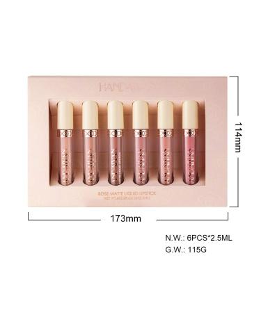 Buy GL-TURELIFES 6-Piece Rose Matte Lipstick Set | Waterproof Velvet Liquid Lip Gloss in Non-Female Nude Colors | Perfect Gift Box - International Shipping Available - Buy Online on GoSupps.com