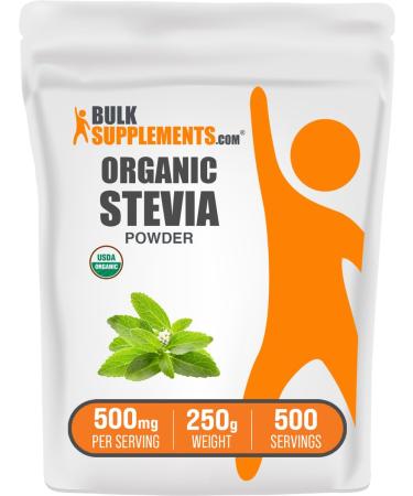 BulkSupplements.com Organic Stevia Powder - Pure Sweetener Sourced from Stevia Leaves Herbal Supplement - Vegan & Gluten Free 500mg per Serving 250g (8.8 oz) (Pack of 1) 8.8 Ounce (Pack of 1)