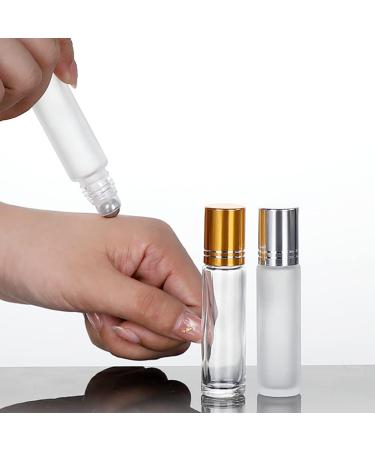 6 Pcs 10ml Clear Glass Essential Oil Roller Bottles - Refillable Perfume Sample Bottles with Stainless Steel Roller Balls & Plastic Funnel - Ideal for DIY Fragrances - Buy Online on GoSupps.com