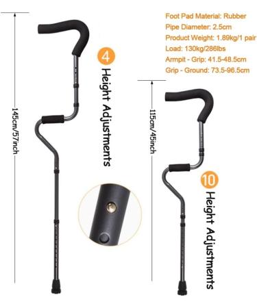 Lightweight Adjustable Folding Aluminum Underarm Crutches Ergonomic Portable Travel Crutches for Disabled/Elderly/Youth(1 Pair) Anniversary Lucky Star - Buy Online on GoSupps.com