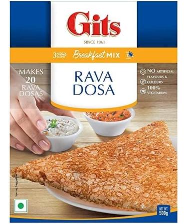Gits Rava Dosai Instant Breakfast Mix 500g - A Traditional Indian Crispy Brown Rava dosai Savory Snack - A Traditional South Indian Snack Made Of semolina (Pack of 3) - Buy Online on GoSupps.com