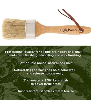 Large 2-in-1 Round Chalk & Wax Finishing Brush with Natural Hog Bristles - Ergonomic Handle for DIY Furniture, Hobby Paint, Stenciling - 2 x 2.36 Single Pack - Buy Online on GoSupps.com
