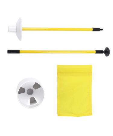SPYMINNPOO Practice Golf Hole Pole, Golf Cup and Flag Golf Flagstick Detachable 2 Section Golf Flag and Cup Putting Green yellow