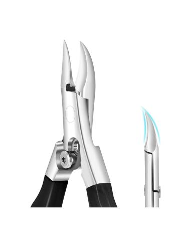 Podiatrist Toenail Nipper Heavy Duty Nail Clippers for Thick & Ingrown Toenails Toenail Clipper Trimmer for Seniors Pedicure Stainless Steel Sharp Blades Long Handle & Lock(Black)