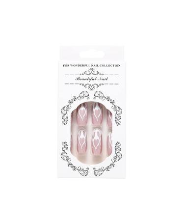 Brishow Coffin Artificial Nails - 24 Pieces French Short Love Heart Press-On Acrylic Nails for Women & Girls - Buy Online on GoSupps.com