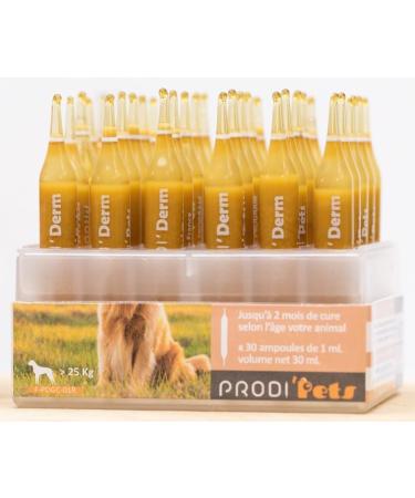 PRODIPETS - Skin Care and Coat Beauty - Food Supplement - Natural Active Ingredients Based on Para-probiotics and Plant Extracts - 30 Ampoules - 1 Month Treatment - PRODI'DERM Dog - 110 g - Buy Online on GoSupps.com