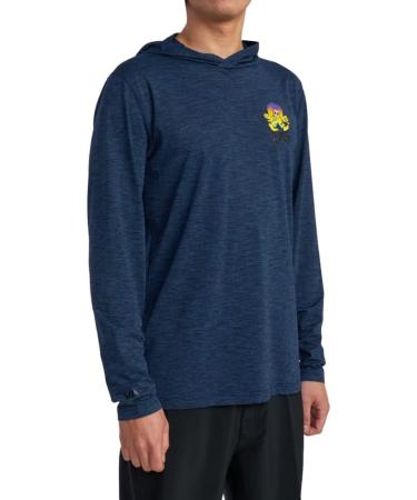 RVCA Men's Long Sleeve Hooded Surf Shirt - Rvca Print/Navy Heather Large - Buy Online on GoSupps.com