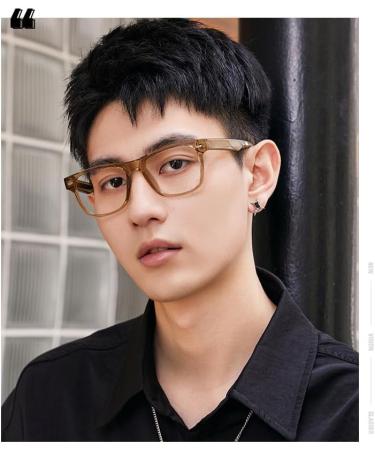 Pin Temple Square TR90 Blue Light Blocking Glasses for Men & Women | Anti UV Computer & Reading Glasses | Champagne 51mm - Buy Online on GoSupps.com