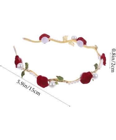 Mikinona Pearl Headband Hair Accessories for Women Hairband for Women Hair Headband Women Headbands for Hair Flower Headband Girls Hair Ties Women Headpiece Bride Red Rose Hand Made Alloy - Buy Online on GoSupps.com