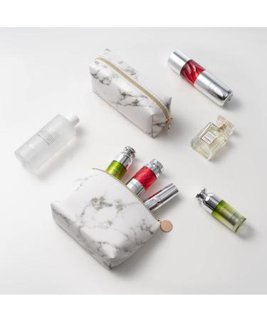 2Pcs Marble Makeup Bag Set - Waterproof Cosmetic Organizer for Travel & Toiletries - Buy Online on GoSupps.com