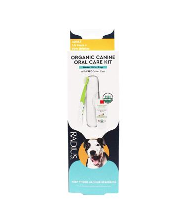 RADIUS Adult Kit Dog Toothbrush USDA Organic Dental Solutions 0.8oz Toothpaste Firm Bristle & Non Toxic for Dogs Designed to Clean Teeth - Pack of 1 Adult Kit Pack of 1