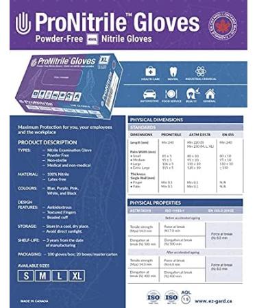 ProNitrile Premium Disposable Gloves | Powder-Free Nitrile Gloves Non-Sterile & Latex Free | Made in Canada 100 Pcs Per Box L (Pack of 100) - Buy Online on GoSupps.com