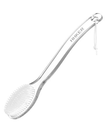 Hhker comfortable shower brush with long handling soft nylon brush gentle exfoliation and improved skin health suitable for men and women transparent handle