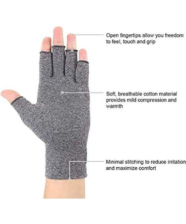 Arthritis Compression Gloves for Pain Relief - Fingerless Typing Gloves for Men and Women - Medium, Black+Gray (2 Pairs) - Buy Online on GoSupps.com