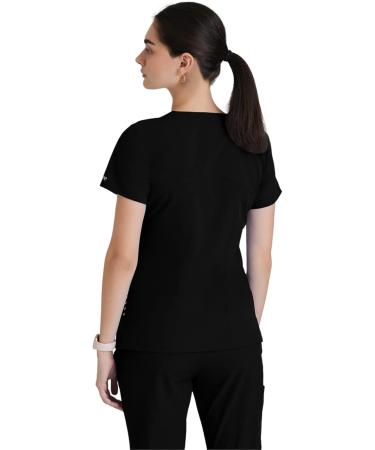 BARCO ONE Women's Pulse Scrub Top Sporty V-Neck Medical Top w/ 4-Way Stretch & 5 Pockets Small Black - Buy Online on GoSupps.com