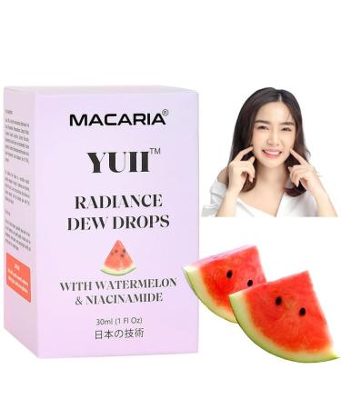 Macaria Herbal YUII Dew Drops Brightening Serum for Face Hydrating Glow Dew Serum with Hyaluronic Acid Vitamin E for Brightening & Smoothing Dry Skin Dark Spots Even Skin Tone Japanese Recipe