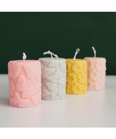 Embossed Butterfly Frangipani Cylinder Candle Mold - Silicone Mold for Candle Making - Buy Online on GoSupps.com