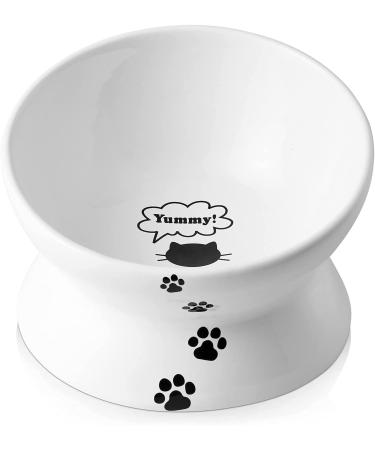 Y YHY Cat Bowl Anti Vomiting, Raised Cat Food Bowls, Tilted Elevated Cat Bowl, Ceramic Pet Food Bowl for Flat Faced Cats, Small Dogs, Protect Pet's Spine, Dishwasher Safe 5 Inches White