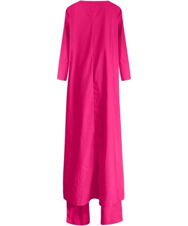 Women's Casual 2 Piece Short Sleeve Outfit Set | Hot Pink, Size Large - Buy Online on GoSupps.com