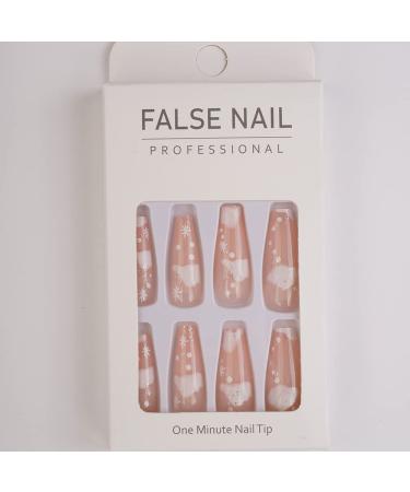Xerling 24Pcs Cloudy Design Long Coffin False Nails - Colorful Press-On Tips for Women & Girls - Full Cover Fake Nails (Pattern H - Buy Online on GoSupps.com