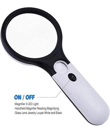 Magnifying Glass with 3 LED Lights 3X 45X Handheld Magnifier Senior Reading Super High Clarity Lightweight Good Times - Buy Online on GoSupps.com