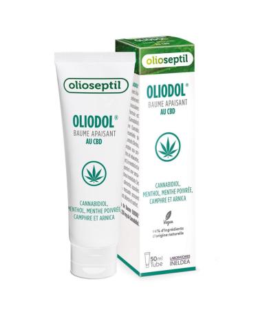OLIOSEPTIL - Oliodol - Baume Apaisant - Enrichi en Cannabidiol (CBD) Menthol & Huiles Essentielles - Soulage les g nes musculaires - 100% vegan - Tube 50 ml Lot de 1