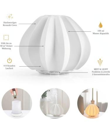Astalea Aroma Diffuser for Essential Oils - 100ml White Ceramic Ultrasonic Humidifier & Air Freshener - Automatic Fragrance Diffuser for Home & Room Scent - Buy Online on GoSupps.com
