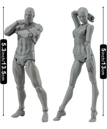 Jointed Mannequin Drawing Figures Set - Gray Artist Manikin Blockhead for Sketching & Painting - Male+Female Models - Buy Online on GoSupps.com
