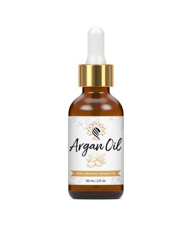 Argan Cosmetics 100% Pure Organic Moroccan Argan Oil for Hair  Skin  Nails  Cuticles  Face & Beards - Cold Pressed  Unscented - Filtered Through Cotton & Charcoal - All Natural Moisturizer - 2 Fl Oz