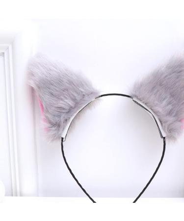 FRCOLOR Fur Cat Ears Headband Fox Ear Headwear Animal Fur Costume Party Head Bands for Women and Girls (Grey) - Buy Online on GoSupps.com