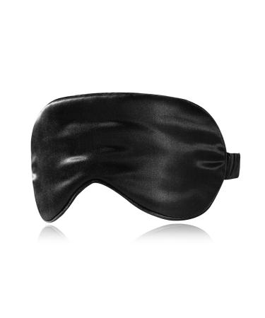 DOUBRO Mulberry Silk Eye mask for Hair and Skin  360  Both Size Made with 100% 6A Highest Grade Real 22 Momme Mulberry Silk  100% Silk Filler  Sleep Eye Mask for Sleeping  Anti-Aging (Black)