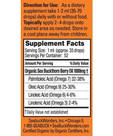 Buy 100% Certified Organic Sea Buckthorn Berry Oil - 1.76 FL OZ for International Shipping - Buy Online on GoSupps.com