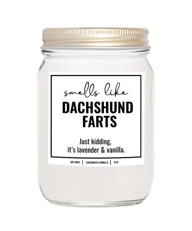 YouNique Designs Dachshund Candle 8 Oz Dachshund Gifts for Women Weiner Dog Gifts Daschund Wiener Dog Daushaund Dashound All Natural Soy Vegan Aromatherapy Candles (Lavender & Vanilla)