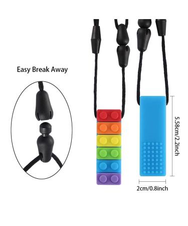 5-Pack Rainbow Brick Silicone Bite Rings - Sensory Chewing Necklace for Autism ADHD & Teething Relief - Buy Online on GoSupps.com