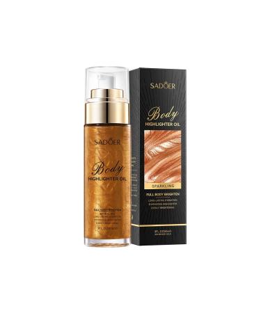 Shimmer Body Oil Plump Up The Bronze Body Shimmer Oil Waterproof Long Lasting Moisturizing Bronze Body Oil Face Body Shimmer Glow Illuminator Long Lasting Non-Sticky (03#)
