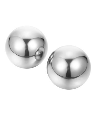 Frcolor 2st stainless steel ball health devices massage ball massage balls chatting toys handballs fitness balls made of metal handle handball handball