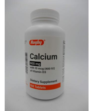Rugby Calcium 600 mg with 10mcg (400 IU) of Vitamin D3 (150 Tablets)