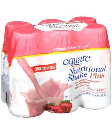 Equate Strawberry Nutritional Shake Plus 350 Calories 6 Shakes 1.5-quart Box (Pack of 2)