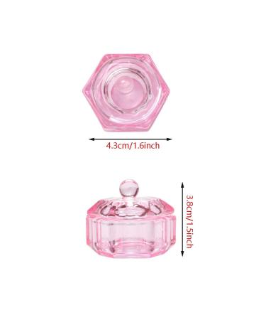 2 Pcs Glass Crystal Nail Art Acrylic Liquid Powder Dappen Dish Cups - Pink - Buy Online on GoSupps.com