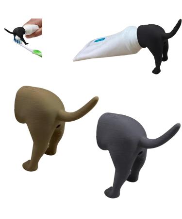 Dog-internal form toothpaste lid toothpaste cap caps dispenser creative toothpaste donor cap funny toothpaste caps toothpaste attachment for children and adults (brown+gray)