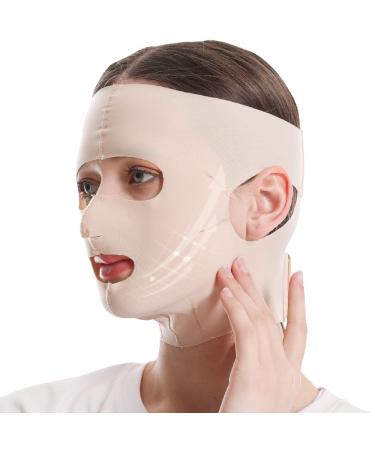 Full Face Lift Sleeping Belt  Thin Facial Massage Shaper  Double Cheek Chin Slimming Strap Face Mask Slimming Bandage for Women  Reusable and Breathable