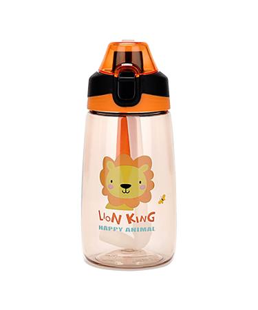 MICHLEY 16 oz Water Bottle With Straw Sippy Cups for Toddlers 3+ Years Old Kid Cups(Orange lion)