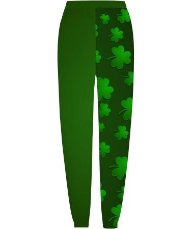 St. Patricks Day Shamrock Print Sweatpants | Unisex Casual Loose Fit | Elastic Waist Drawstring | Army Green XX-Large - Buy Online on GoSupps.com