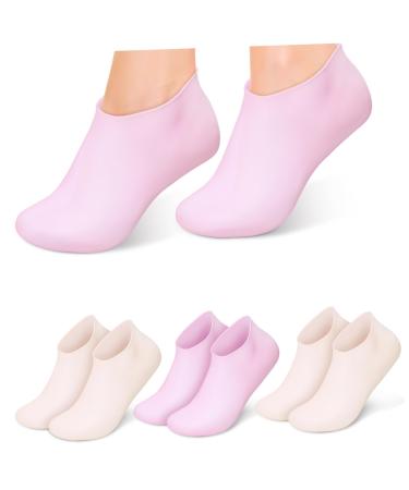 HONMEET 4 Pairs Silicone Socks Moisturizing Socks Gel Socks Sleep Socks for Women Spa Socks Foot Care Supplies Spa Use Socks Foot Care Socks Silicone Feet Socks Women Socks