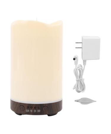 Flameless Candle Diffuser Mist Humidifier Desk RGB LED Color Changing Aromatherapy Essential Oil Diffuser with Candle Flame Effect Light for Home Office (Dark Wood Grain Base)