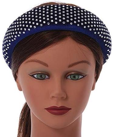 Retro Thicken Padded Velvet Diamante Wide Chunky Hair Band/HeadBand/Alice Band in Blue - Buy Online on GoSupps.com