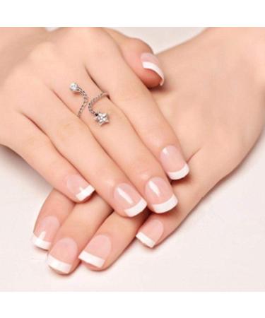 Shop Hujl Artificial Nails - Natural Short Round French Tips | Acrylic Beauty Salon Complete Cover Manicure - Buy Online on GoSupps.com